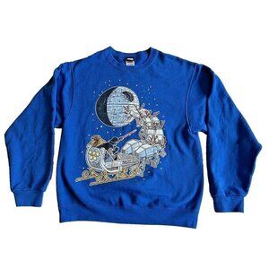 M Disney Star Wars Darth Vader AT-AT Reindeer Xmas Sleigh DeathStar Blue Sweater